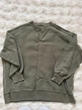 Aerie Olive Thermal Crewneck Sweater